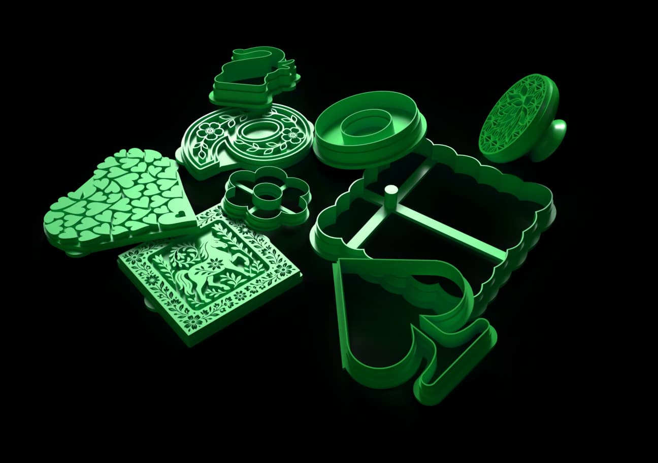 Generated STL cutters and stamps for 3D printing Collection of generated STL cutters and stamps
